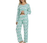 U2SKIIN Womens Pyjamas Set, Soft Pjs Classic Loungewear Sleepwear Nightwear Pj's(Orange Monkey Print,L)