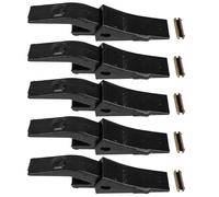 U43792 Bucket Tooth Adapter + 230SP Bucket Teeth with TF23P Flex Pins Compatible with C ase, D eere 23 230 Series Skid Steer Loaders and Excavators, Replaces Weld on Backhoe Bucket Teeth, 5 Sets