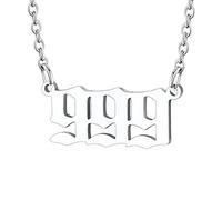 U7 999 Angel Number Necklace For Women Girls Pendant Choker Silver Short Chain Necklaces Birthday Jewellery