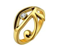 U7 All Seeing Eye Egyptian Gold Ring with Gem Womens Y2K Jewellery
