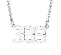 U7 Angel Number Necklace Silver Nacklaces for Women 333 Numbers Pendant Stainless Steel Cable Chain Meaningful Gift for Family