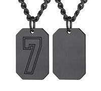 U7 Army Dog Tags Number 7 Necklace Teenage Boys Gift 22in Black Mens Necklace Chain