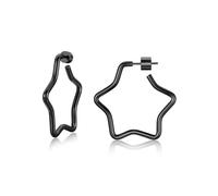 U7 Black Hoop Earrings for Women 30mm Medium Star Huggie Earings