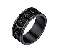 U7 Black Ring For Teen Girls Moon Star Rings Jewellery