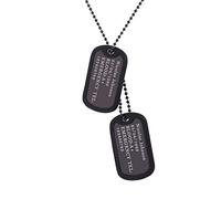 U7 Boys Necklace Personalised Dog Tags Army Black Necklaces For Men Pendant Name Mens Jewellery