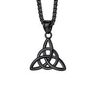 U7 Celtic Knot Black Necklace Viking Jewellery for Men Women