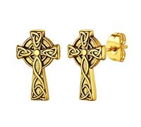 U7 Christmas Gold Cross Celtic Stud Earrings For Women