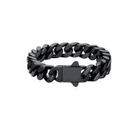 U7 Chunky Cuban Chain Bracelets Men 12mm Stainless Steel Curb Chains Bracelet Black Plated Mens Jewellery 19cm
