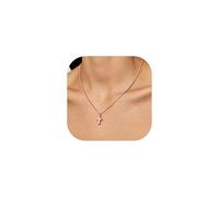 U7 Cross Necklace Women Holy Communion Cross Pendant Rose Gold Box Chain