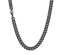 U7 Cuban Chain Necklace for Men Hip Hop, Mens Black Chains, 9mm Width 30 Inch 76cm Length, Stainless Steel Necklaces Curb Link, Sturdy Big Chunky Neck Jewellery for Layering, Gift for Friend