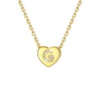 U7 Cubic Zirconia Initial G Letter Heart Pendant Necklace for Women Girlfriend Yellow Gold Plated Cute Tennis Chain Necklaces Mother Wife Valentines Jewellery