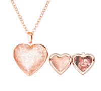 U7 Custom Heart Necklaces for Women Girls, Gold Locket Necklace with Custom Text and Photos, Rose Gold-Plated Personalised Necklace for Women, Women's Pendant with Full-Flower Embossing
