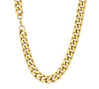 U7 Gold Chain for Men, Mens Cuban Chains Necklace, 12mm Width 22 Inch 55cm Length, Stainless Steel Curb Link Necklaces Fake Golden, Sturdy Chunky Neck Jewellery for Layering, Gift for Boyfriend