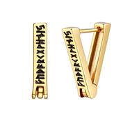 U7 Gold Earrings for Men Women, Viking Norse Runes Hoops Earring Triangle Hoops, Stainless Steel Valentine Ear Jewellery Gift for Girlfriend, Men's Hypoallergenic Punk Hoop Huggie