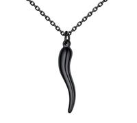 U7 Italian Horn Necklace for Women Men Black Horn Pendant Stainless Steel Lucky Amulet Chain Cornicello Necklaces Talisman Italy Jewellery