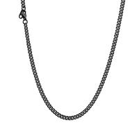 U7 Men Cuban Chain Necklace, 3mm Width 14" 35cm Length, Women Black Chains Stainless Thin Necklaces Curb Link, Sturdy Waterproof Womens Mens Jewellery for Layering or Pendant, Gift for Boyfriend