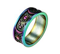 U7 Novelty Band Ring Stainless Steel Moon Star Rings Jewellery For Men Women