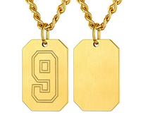 U7 Number 9 Dog Tag Chain Pendant Necklace Gold Chains For Women Men
