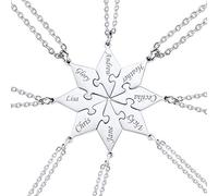 U7 Personalise Name Polygon Jigsaw Pendant Necklace, 8 Pieces Suit Puzzle Rhombus Pendants & Chains, Make Up A Octagon, BFF Necklace, Stainless Steel Gift Jewelry Necklace