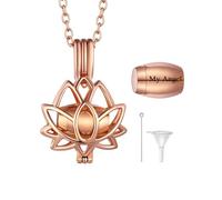 U7 Personalise Rose Gold Pendant Lotus Necklace For Women Teenage Girls Stainless Steel Dad Ashes Keepsake Memory Necklaces Jewelry Custom