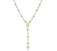 U7 Personalized Rosary Necklace for Women Men with Photo&Text,Stainless Steel Custom Rosary Bead Catholic Cross Y Chain Necklace,Memorial Christian Gift
