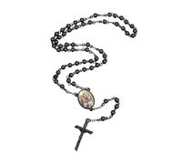 U7 Personalized Rosary Necklace for Women Men with Photo&Text,Stainless Steel Custom Rosary Bead Catholic Cross Y Chain Necklace,Memorial Christian Gift