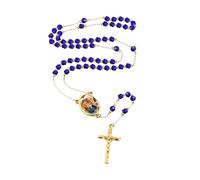 U7 Personalized Rosary Necklace for Women Men with Photo&Text,Stainless Steel Custom Rosary Bead Catholic Cross Y Chain Necklace,Memorial Christian Gift