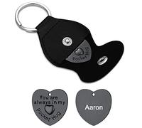 U7 Pocket Hug Coin for Him Personalised Keychain Black Plated Think of You Gift Long Distance Relation Keyring