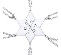 U7 Polygon Jigsaw Pendant Necklace, 6 Pieces Suit Puzzle Rhombus Pendants & Chains, Make Up A Hexagon, BFF Necklace, Stainless Steel Gift Jewelry Necklace
