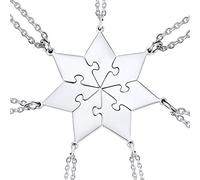U7 Polygon Jigsaw Pendant Necklace, 7 Pieces Suit Puzzle Rhombus Pendants & Chains, Make Up A Heptagon, BFF Necklace, Stainless Steel Gift Jewelry Necklace