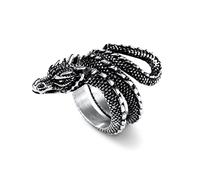 U7 Punk Rings For Men Stainless Steel Gothic Ring Jewellery Dragon Rings Silver