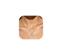 U7 Rose Gold Necklaces For Women Holy Communion Cross Pendant Box Chain