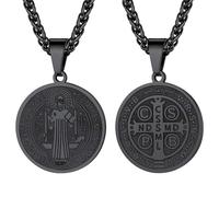 U7 Saint Benedict Medal Necklace Gold or 316L Stainless Steel Christian Sacramental Medal Ward Off Evil Protection Jewelry Catholic for Men Women,Customizable