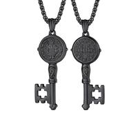 U7 Saint Benedict Medal Necklace Gold or 316L Stainless Steel Christian Sacramental Medal Ward Off Evil Protection Jewelry Catholic for Men Women,Customizable