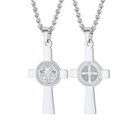 U7 Saint Benedict Medal Necklace Gold or 316L Stainless Steel Christian Sacramental Medal Ward Off Evil Protection Jewelry Catholic for Men Women,Customizable
