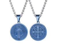 U7 Saint Benedict Medal Necklace Gold or 316L Stainless Steel Christian Sacramental Medal Ward Off Evil Protection Jewelry Catholic for Men Women,Customizable