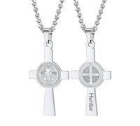 U7 Saint Benedict Medal Necklace Gold or 316L Stainless Steel Christian Sacramental Medal Ward Off Evil Protection Jewelry Catholic for Men Women,Customizable
