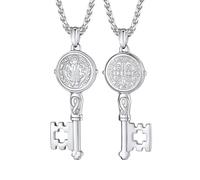 U7 Saint Benedict Medal Necklace Gold or 316L Stainless Steel Christian Sacramental Medal Ward Off Evil Protection Jewelry Catholic for Men Women,Customizable