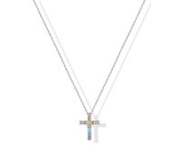 U7 Silver Cross Necklace for Women Cubic Zirconia Cross Pendant Stainless Steel Chain with Message Card To My Beautiful Granddaughter Jesus Necklaces Christian Jewellery for Her