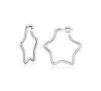 U7 Silver Hoop Earrings for Women 30mm Medium Star Huggie Earings