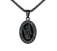 U7 St.Michael Necklace for Men Women Stainless Steel/Gold Plated Biblical Archangel Medal Round/Oval/Shield Patron Saint Christopher/Michael Pendant with 22" Box Chain