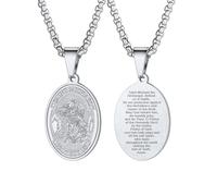 U7 St.Michael Necklace for Men Women Stainless Steel/Gold Plated Biblical Archangel Medal Round/Oval/Shield Patron Saint Christopher/Michael Pendant with 22" Box Chain
