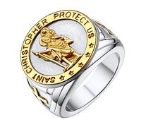 U7 Stainless Steel Mens Ring Jewellery Saint St Christopher Protect Us Rings For Women Men