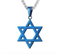 U7 Star of David Necklace for Men Women Gold/Stainless Steel Hexagon Pendant with Cross/Ruby Stone/Classic Jewish Isael Necklaces,Length 22" 24" 26"
