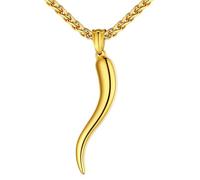 U7 Talisman Necklace Gold Italian Horn Pendant Chain For Men Women Amulet Necklace Jewellery Gifts