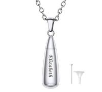 U7 Urn Necklace for Women Men, Silver Stainless Steel Ashes Necklaces, Memorial Keepsake Pendant, Cremation Jewellery, Waterproof Ash Holder for Human Pet, Sympathy Gift for Lost Love