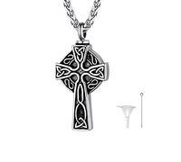 U7 Urn Necklace Locket Ash Women Stainless Steel Celtic Cross Silver Pendant Cremation Ashes Jewellery For Men