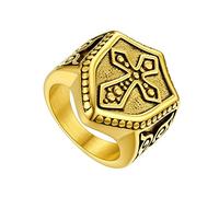 U7 Vintage Rings Aesthetic Fake Gold Ring Catholicism Jewellery Knights Templar Mens Ring