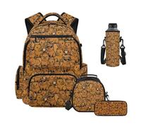 Uacyareni Capybara Backpack with insulated Lunch Box Pencil Case Neoprene Water Bottle Bag 4-Piece Set for Girls Boys Ages 6-8 8-10 Mochila Para Niña