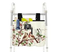 Uacyareni Cardinal Bird Floral Rollator Bag for Rolling Folding Walker Foldable Walker Storage Bag with Big Capacity Replacement Wheelchair Accessories